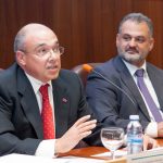 Francisco Almeida y José Alberto Díaz en el acto de clausura de Campus América