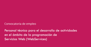Convocatoria de empleo: Personal para desarrollo de actividades en el ámbito de la programación de Servicios Web