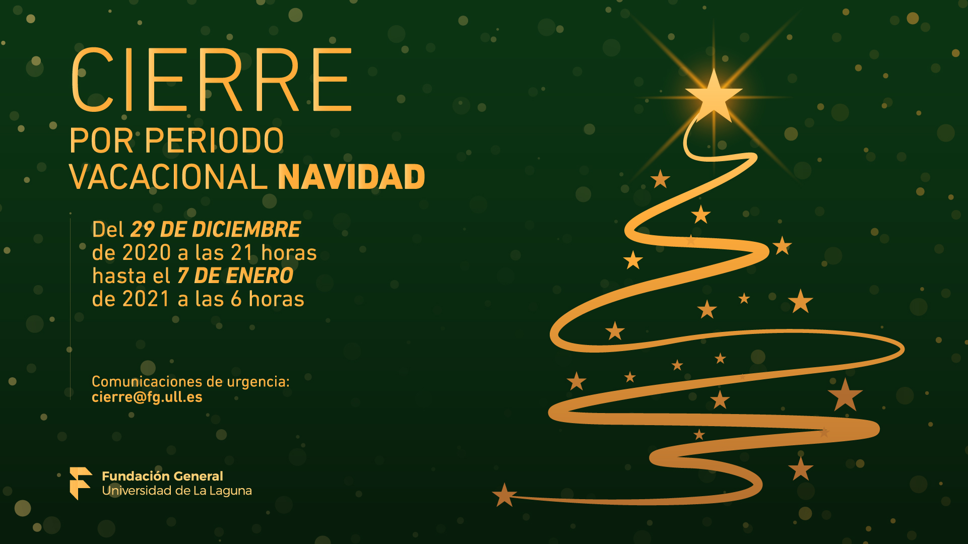 Cierre por periodo Vacacional Navidad 2020 - Noticias - Fundación ...